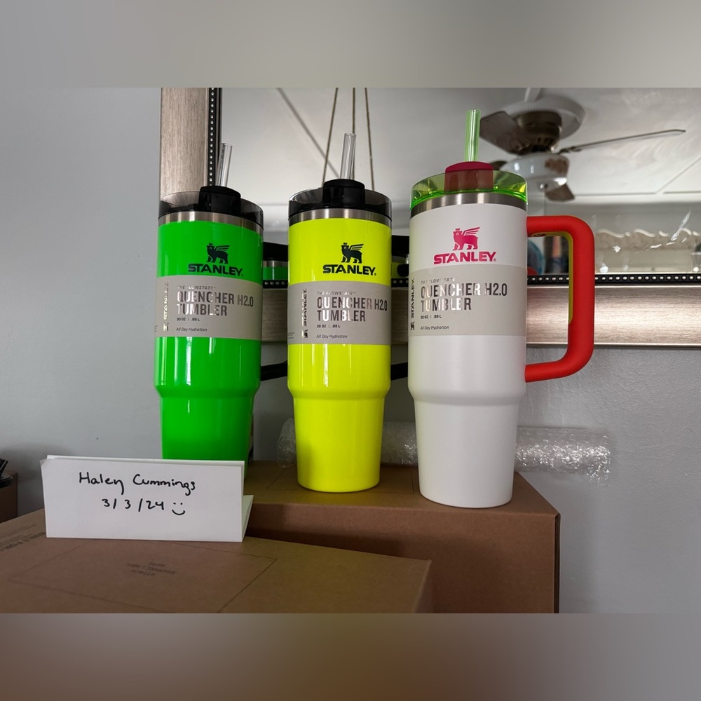 30 oz white neon Stanley cup